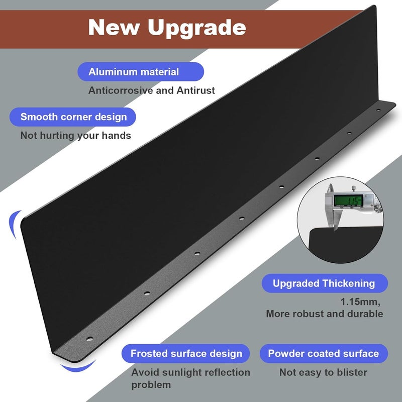CAPHONT Gutter Valley Splash Guards, 15.7 x 3.5 Inch 8 Pack Gutter Guard, Aluminum Rain Gutter Guard Downspout Rain Diverter for Roof Shingle, Rain Drip Guard for Straight House (Black) - Image 3